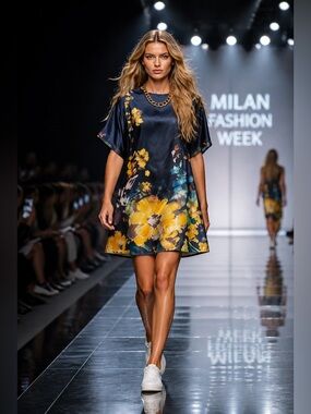 Floral Blue and Yellow Dress